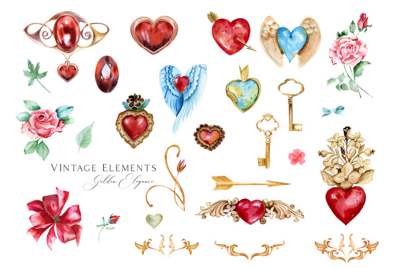 watercolor-jewelry-clipart-golden-sacred-heart-clipart-valentine-png