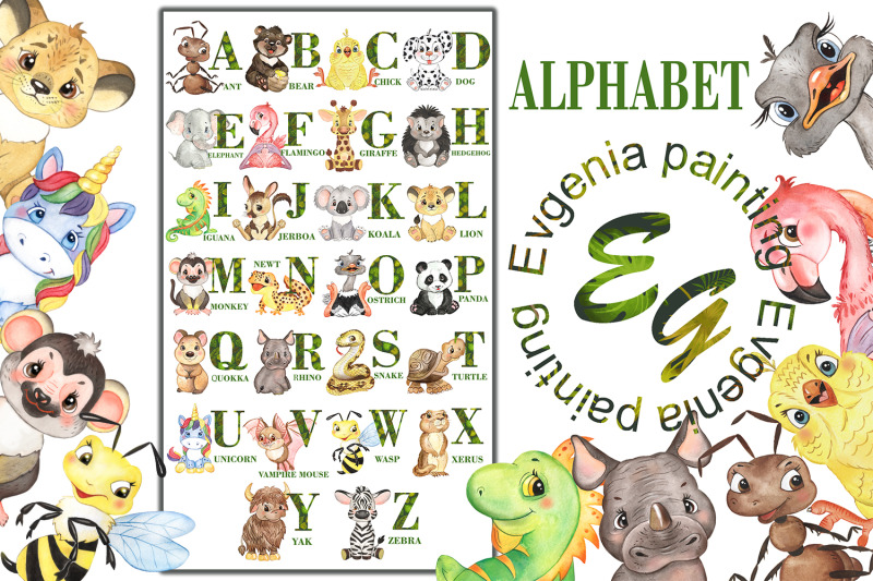 watercolor-animal-alphabet-childrens-alphabet-safari-animals-alphabet
