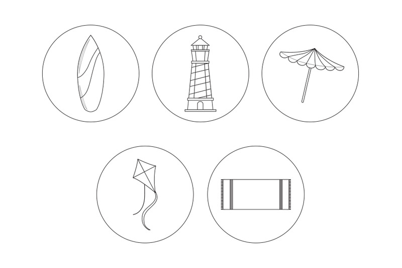 beach-surf-board-outline-icon-bundle