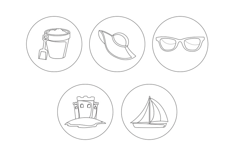 beach-hat-outline-icon-bundle