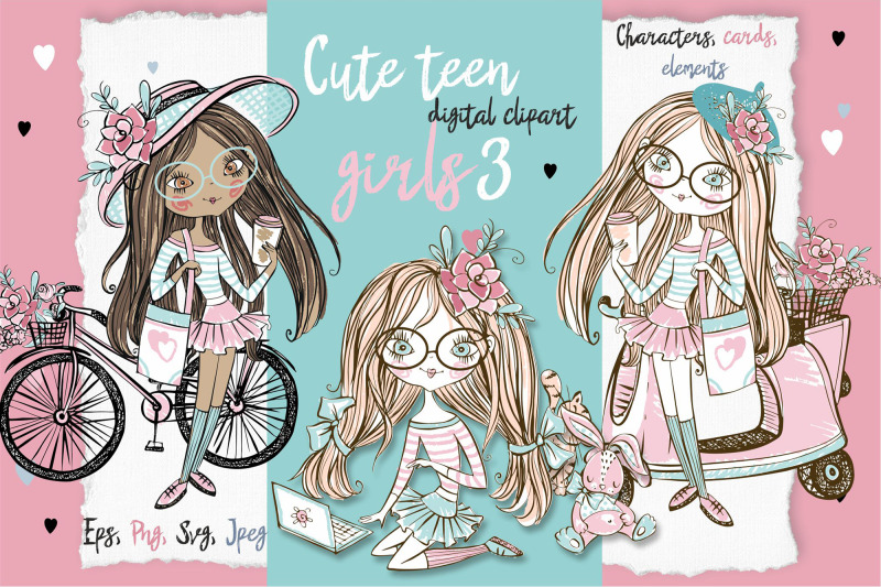 cute-teen-girls-3-digital-clipart-fashion-girls-valentine-039-s-day