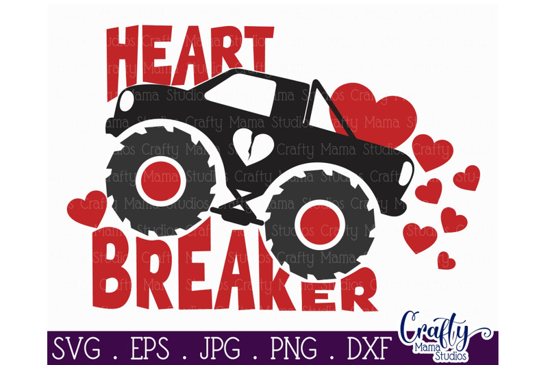 Download Heart Breaker Svg Valentine Monster Truck Svg By Crafty Mama Studios Thehungryjpeg Com