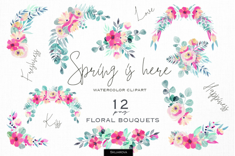 spring-is-here-floral-bouquets-set