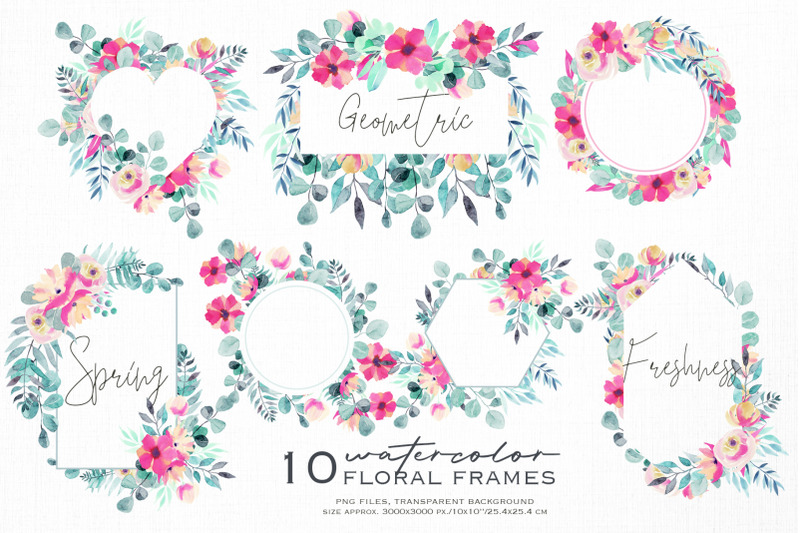 spring-is-here-floral-frames-set