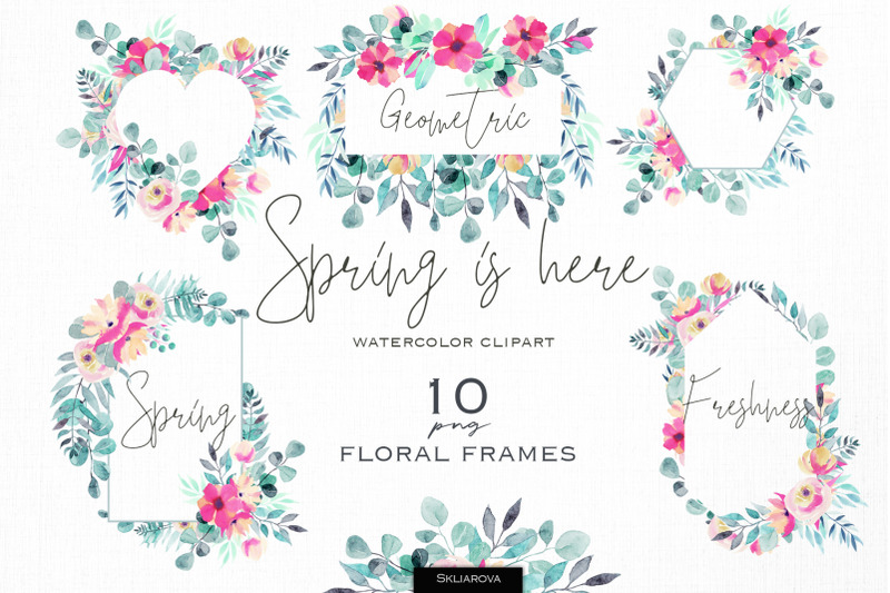 spring-is-here-floral-frames-set