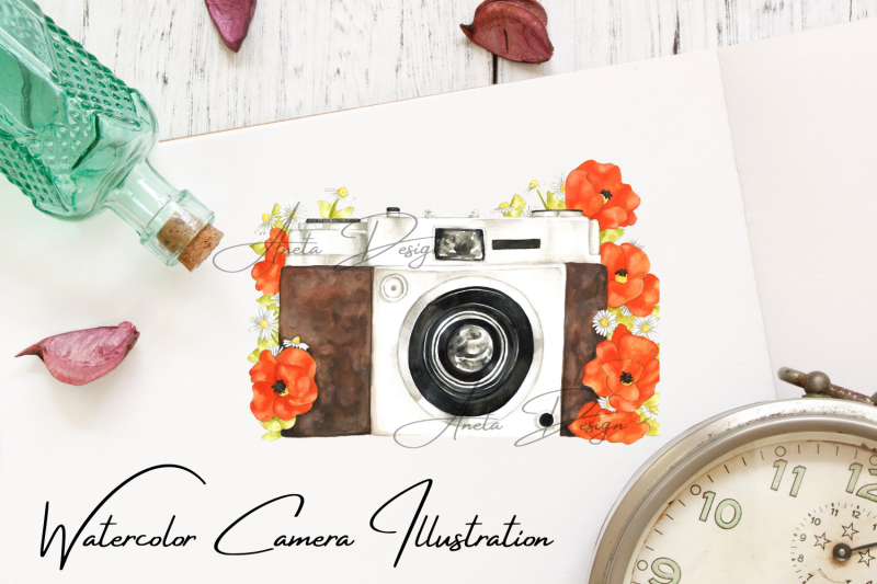 camera-with-watercolor-poppy-flowers-clipart