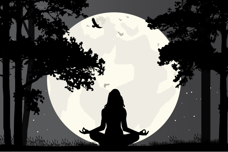 girl-yoga-in-the-forest-silhouette