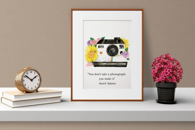 retro-camera-with-watercolor-flowers-clipart-photography-logo