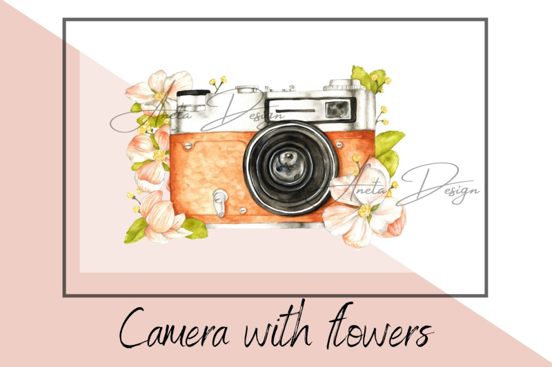 retro-camera-with-watercolor-flowers-clipart-photography-logo