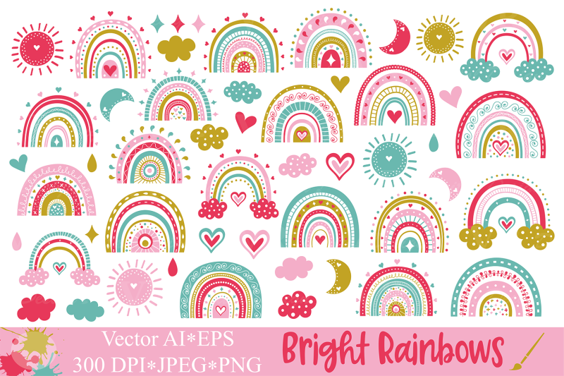 bright-rainbows-clipart-cute-colorful-rainbow-graphics