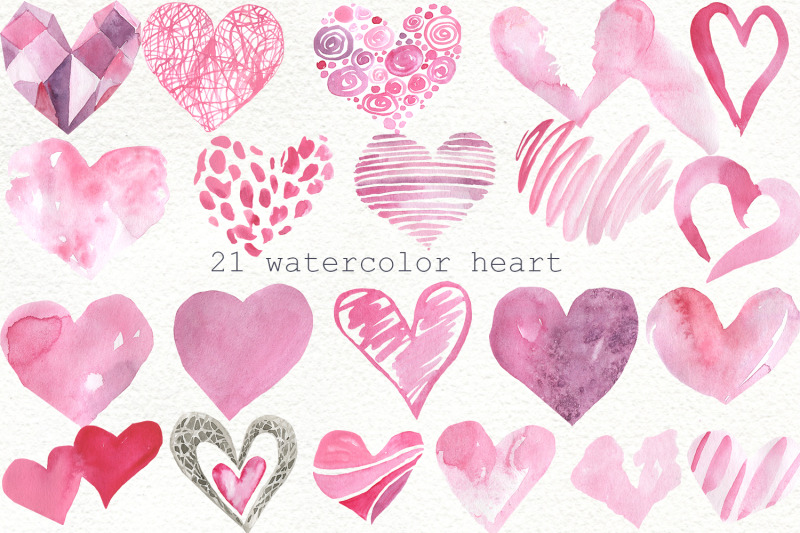 set-of-watercolor-hearts