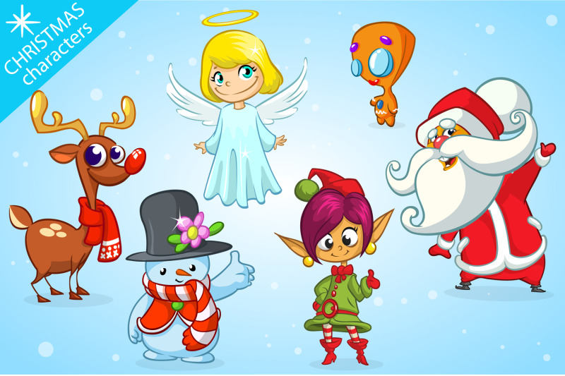 christmas-cartoon-characters-vector-illustration
