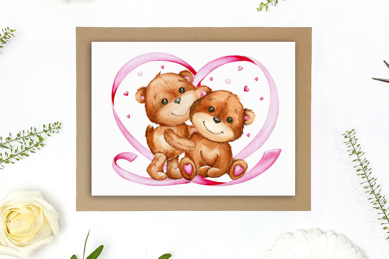 watercolor-clipart-teddy-bear-bear-couple-valentine-039-s-day-brown-be