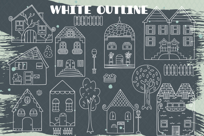house-white-doodles-hand-drawn-home-city-building-cute-cottage