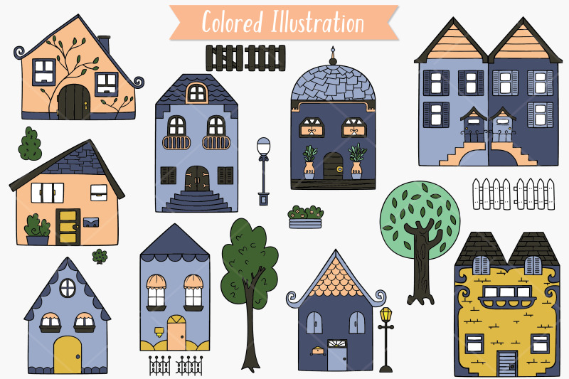 houses-color-doodles-hand-drawn-home-city-building-cute-cottage