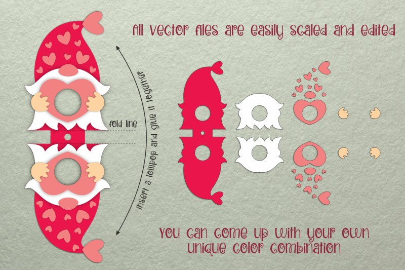 Gnome Lollipop Holder - Valentines Template SVG By Olga Belova