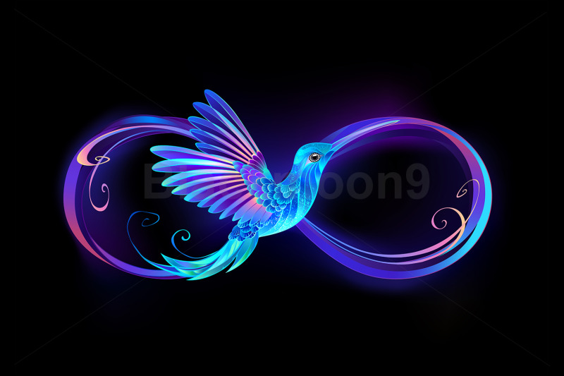 infinity-symbol-with-glowing-hummingbird