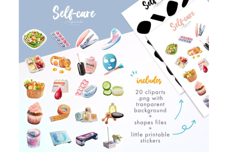 20-self-care-journal-cliparts-health-planner-stickers