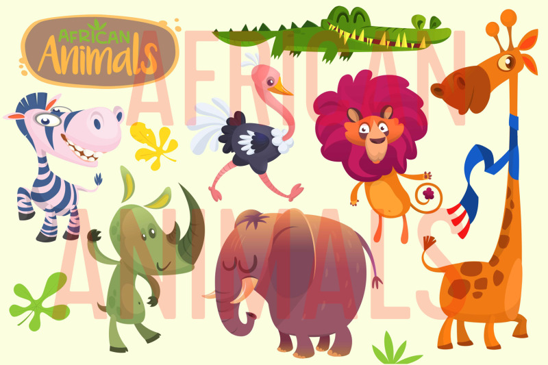 cartoon-african-animals-set