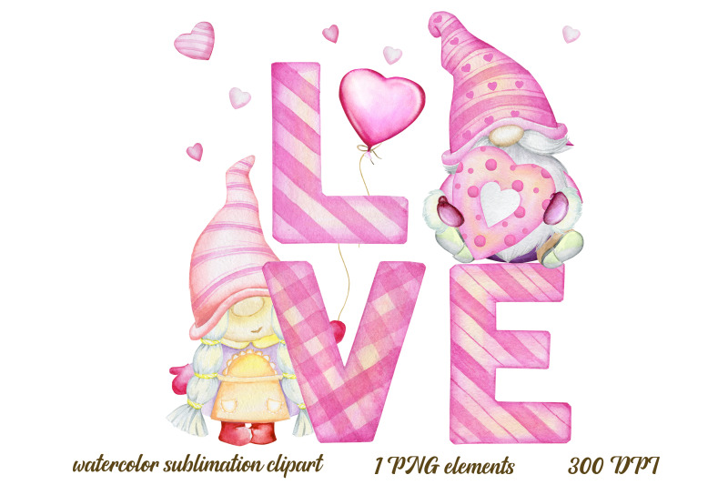 valentine-039-s-gnomes-png-watercolor-clip-art-sublimation-graphics-ins