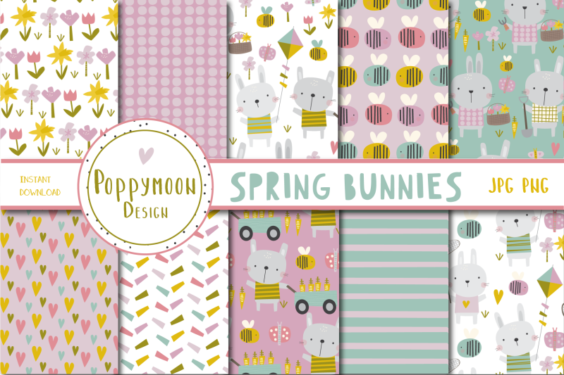 spring-bunnies-paper-set