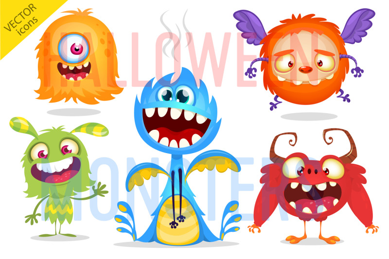 cartoon-monsters-set-vector-illustrations