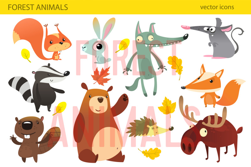 cartoon-forest-animals-set-vector-illustration