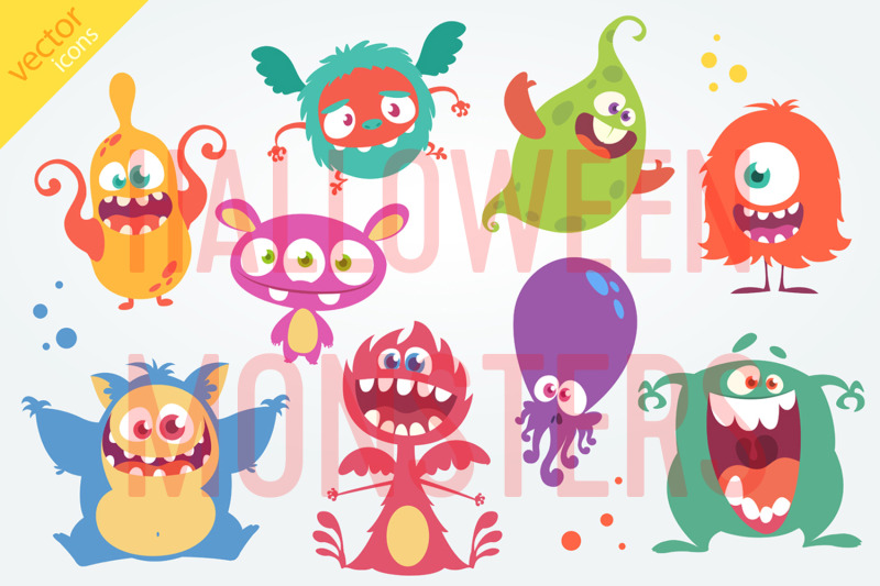cartoon-monsters-illustration-halloween-design-vector