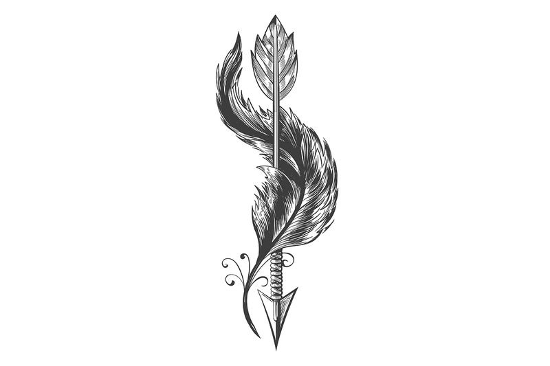 indian-arrow-and-bird-feather-tattoo