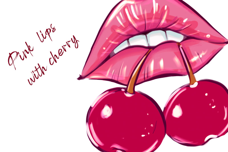 cliparts-of-pink-lips-with-cherry