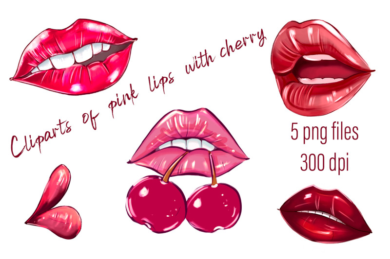 cliparts-of-pink-lips-with-cherry