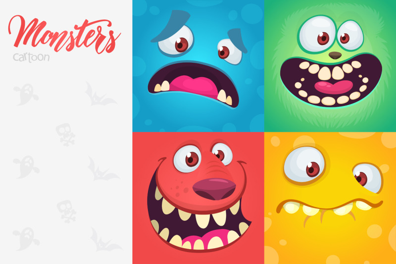 funny-cartoon-monsters-face-square-avatars-set-vector