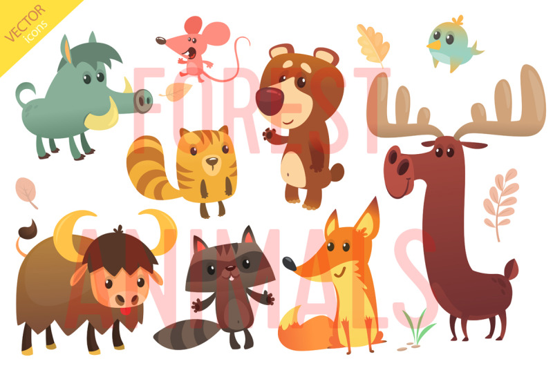 cartoon-forest-animals-vector-set