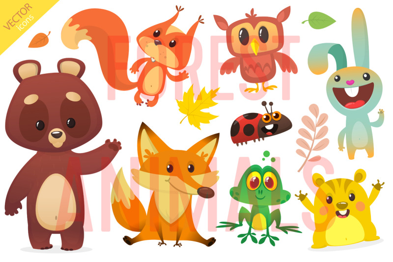 cartoon-forest-animals-vector-set