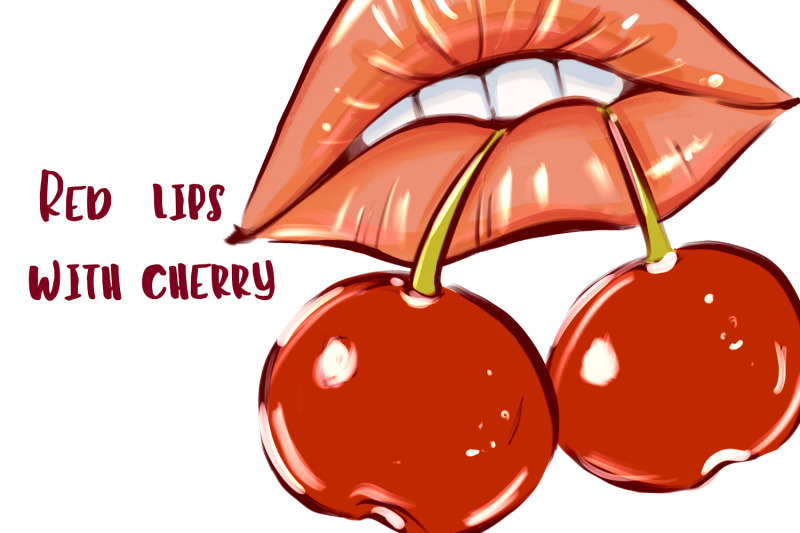 cliparts-of-red-lips-with-cherry