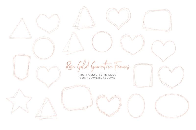 rose-gold-frame-geometric-geometric-heart-print-clipart