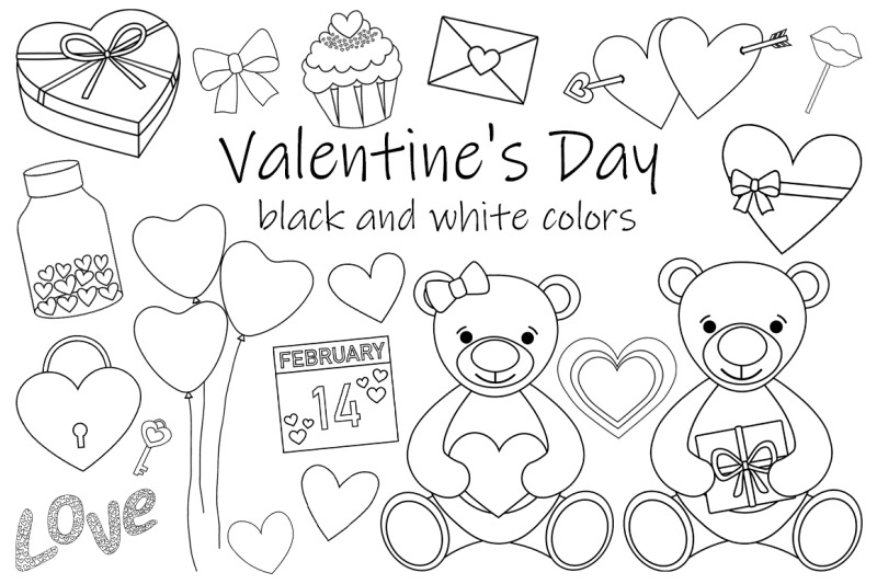 valentine-039-s-day-black-and-white-coloring-bears-hearts-svg