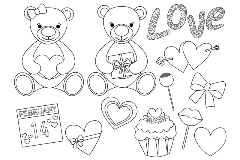 valentine-039-s-day-black-and-white-coloring-bears-hearts-svg