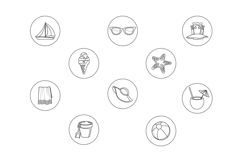 beach-ten-outline-icon-bundle