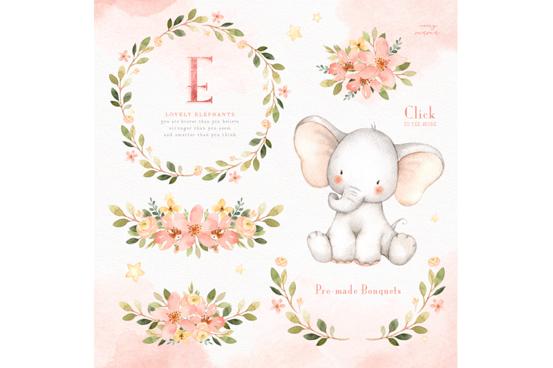 lovely-pink-elephants-watercolor-set