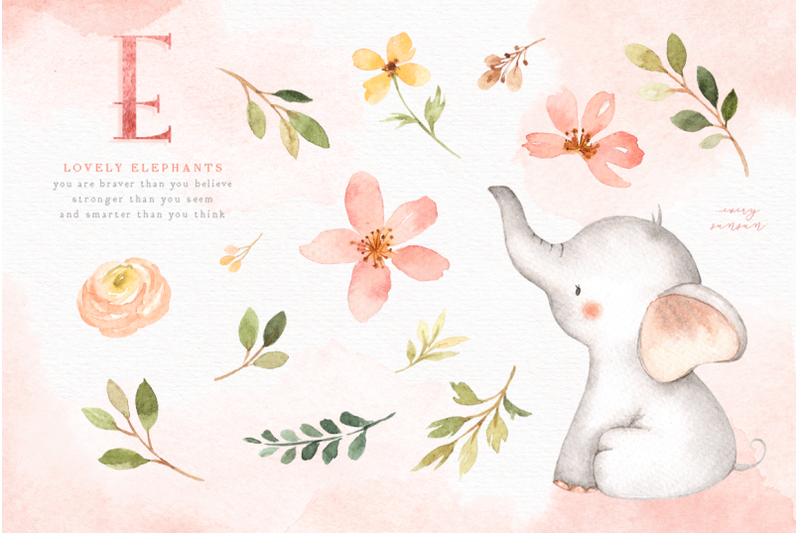 lovely-pink-elephants-watercolor-set
