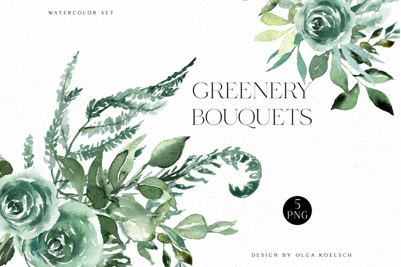 boho-greenery-clipart-watercolor-green-floral-clipart-woodland