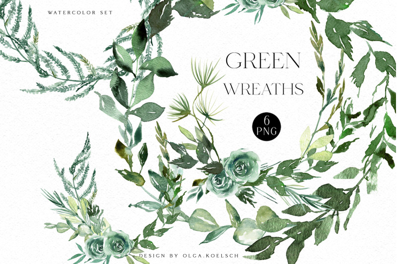 hand-drawn-greenery-wreath-clipart-woodland-fern-wreath-watercolor