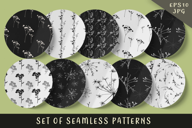 set-of-black-and-white-seamless-patterns