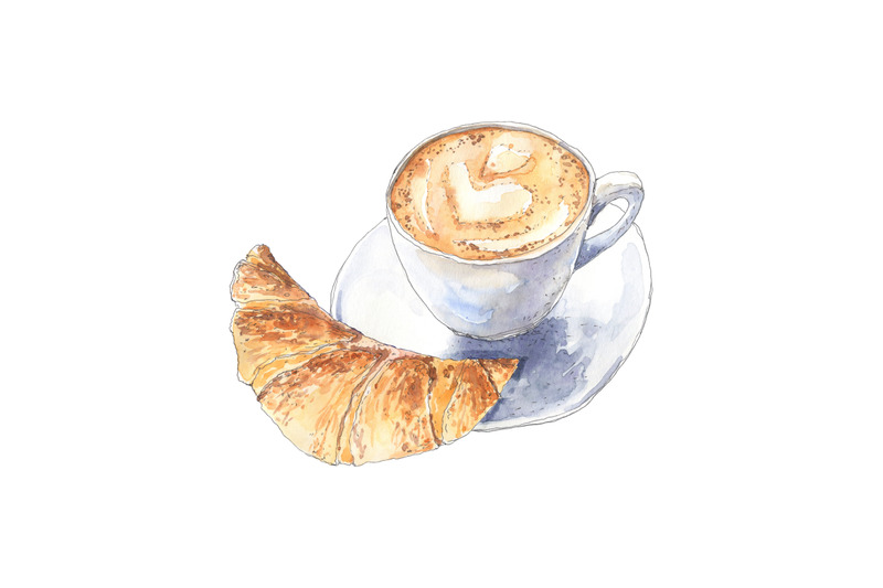 coffee-cappuccino-with-croissant