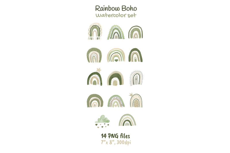 neutral-rainbow-boho-watercolor-clipart