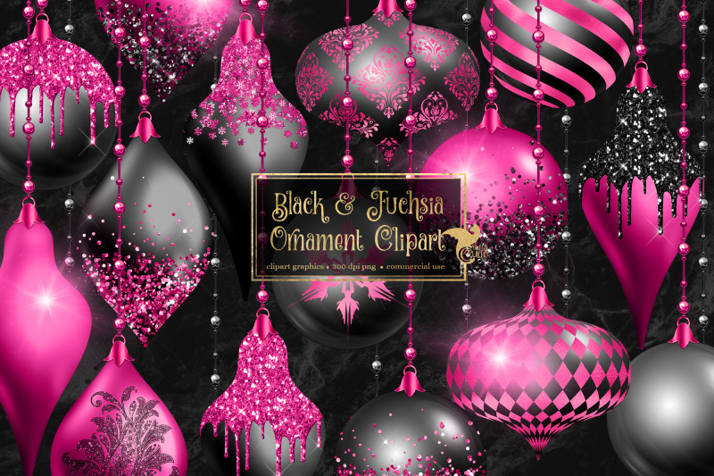 black-and-fuchsia-ornament-clipart