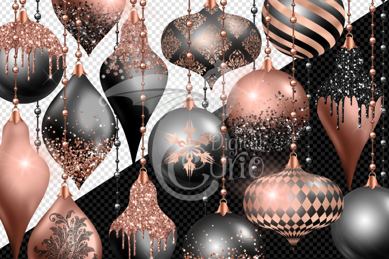 black-and-rose-gold-ornament-clipart
