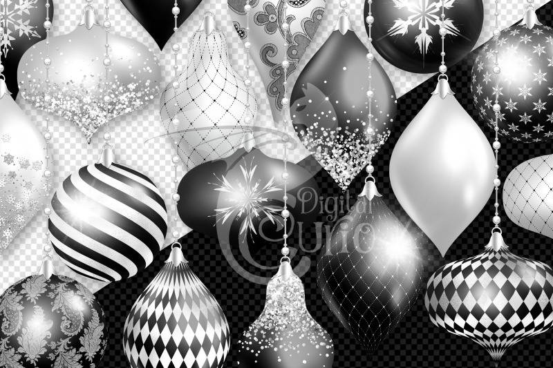 black-and-white-christmas-ornaments