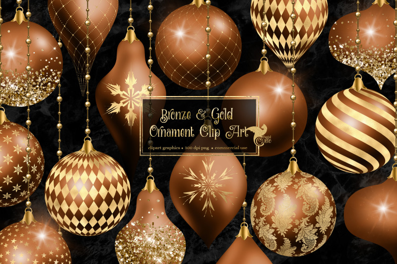 bronze-and-gold-christmas-ornaments-clipart